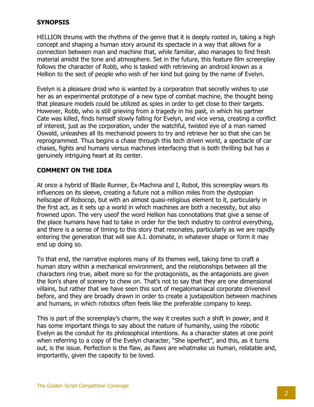 In-depth critique sample, page 2 of 5